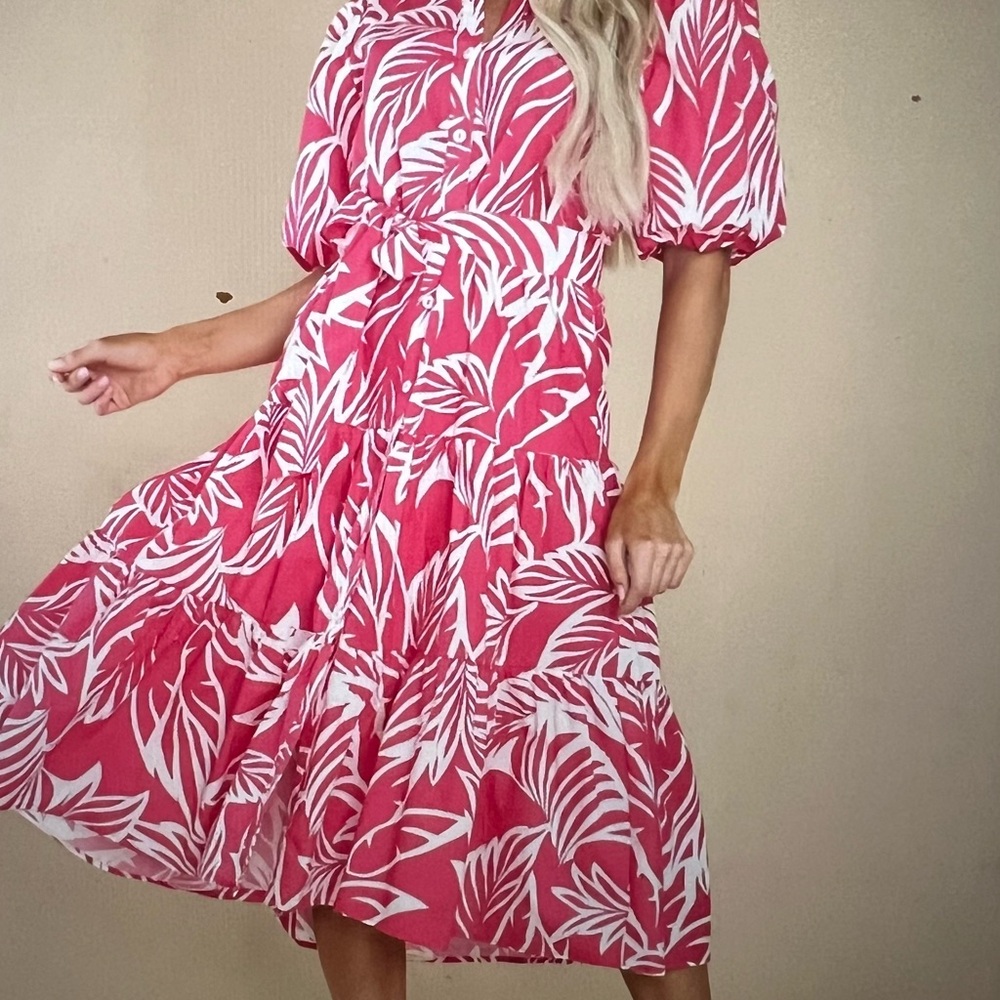Blushing Beauty Pink Midi Dress L